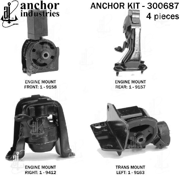 2003-2006 Pontiac Vibe Engine Mount Kit (Anchor)