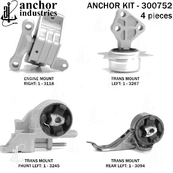 2009-2010 Chevrolet Malibu Engine Mount Kit (Anchor)