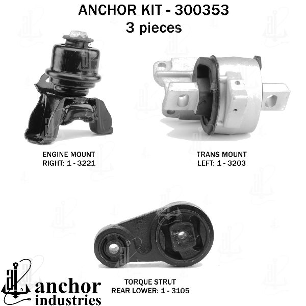 2007-2009 Mercury Milan Engine Mount Kit (Anchor)