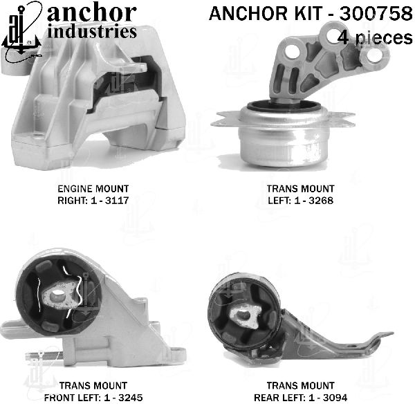 2008-2010 Chevrolet Malibu Engine Mount Kit (Anchor)