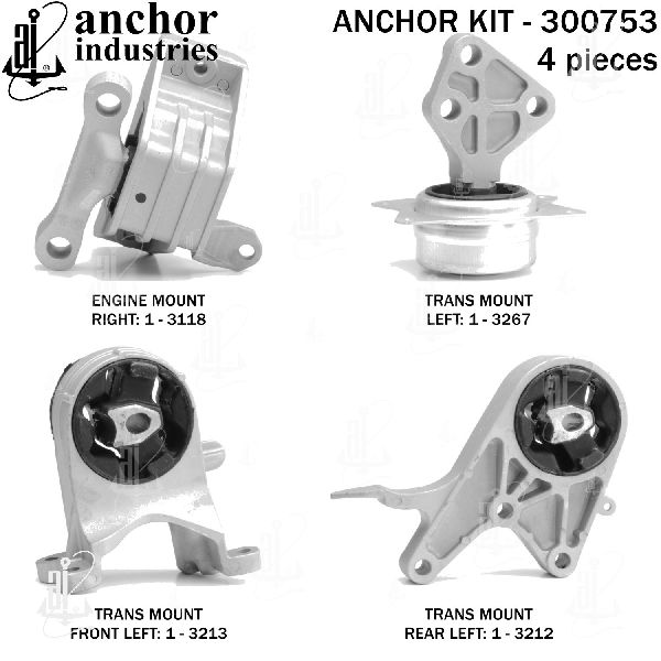 2009-2012 Chevrolet Malibu Engine Mount Kit (Anchor)