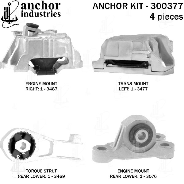 2016-2018 Fiat 500X Engine Mount Kit (Anchor)