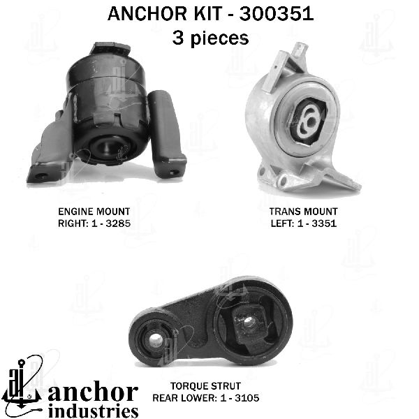 2010-2011 Mercury Milan Engine Mount Kit (Anchor)