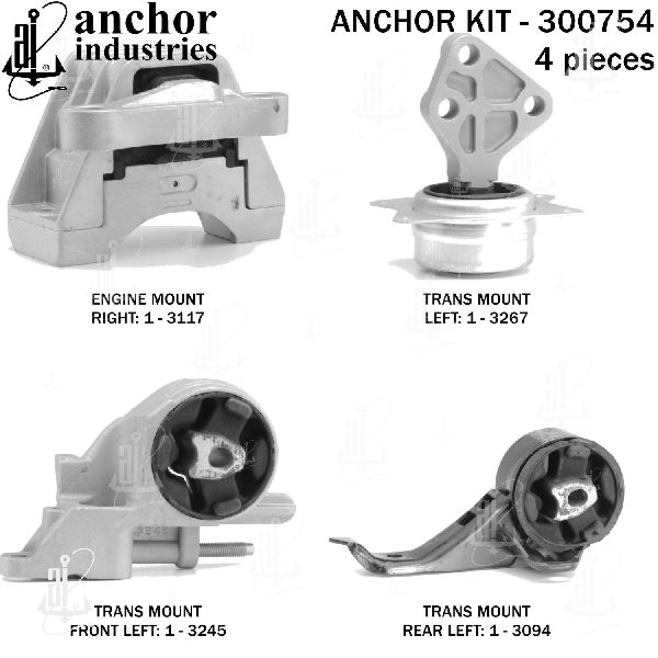 2008 Chevrolet Malibu Engine Mount Kit (Anchor)