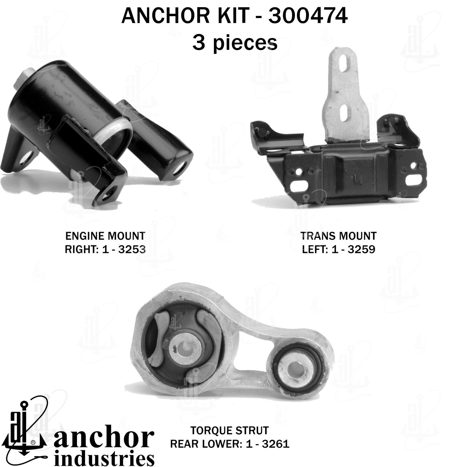 2019, 2018, 2017, 2016, 2015, 2014, 2013, 2012, 2011 Ford Fiesta Engine Mount Kit