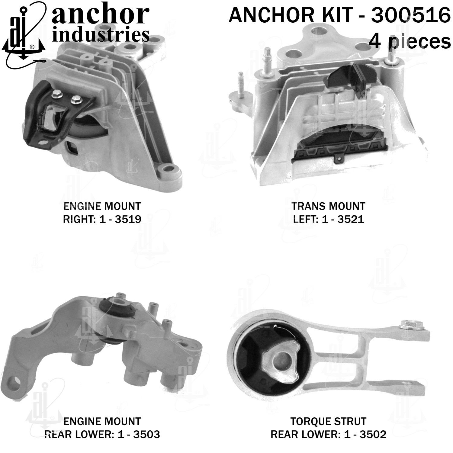 2023, 2022, 2021, 2020, 2019, 2018, 2017 Chrysler Pacifica Engine Mount Kit