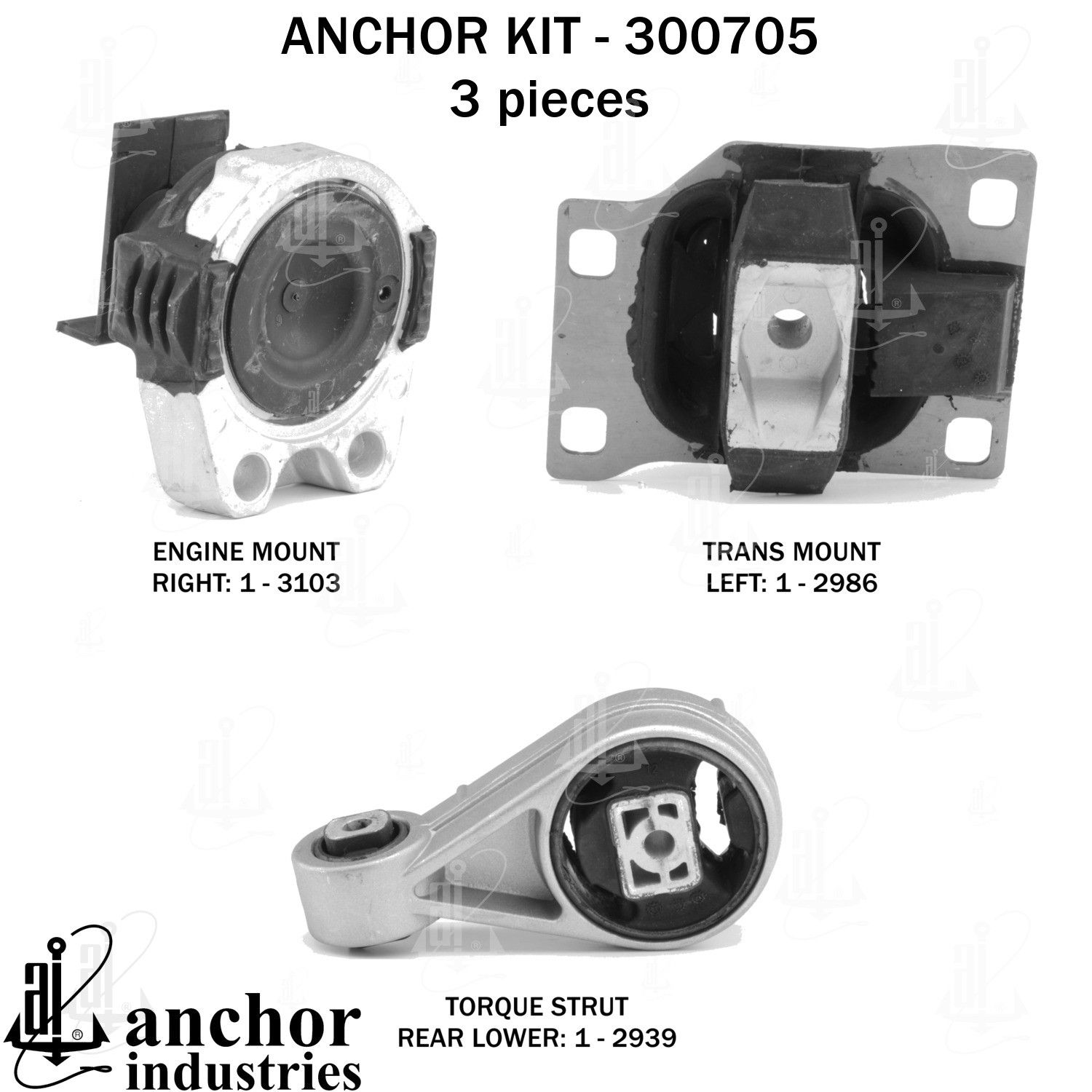 2007, 2006, 2005, 2004, 2003 Ford Focus Engine Mount Kit