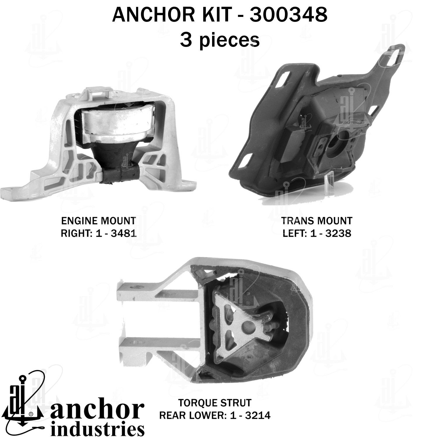 2018, 2017, 2016, 2015, 2014, 2013, 2012 Ford Focus Engine Mount Kit