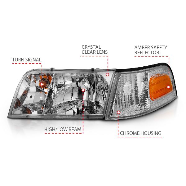1998-2011 Ford Crown Victoria Headlight Assembly (ANZO)