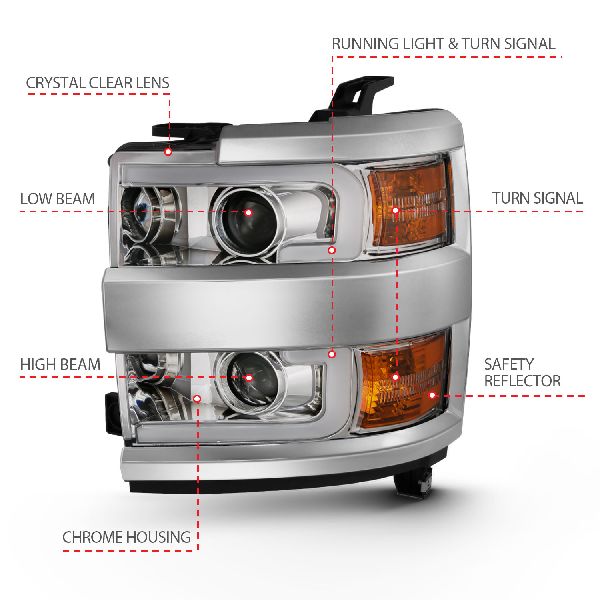 2015-2019 Chevrolet Silverado 3500 HD Headlight Set (ANZO)