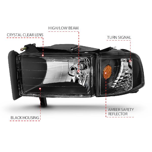 1994-2001 Dodge Ram 1500 Headlight Set (ANZO)