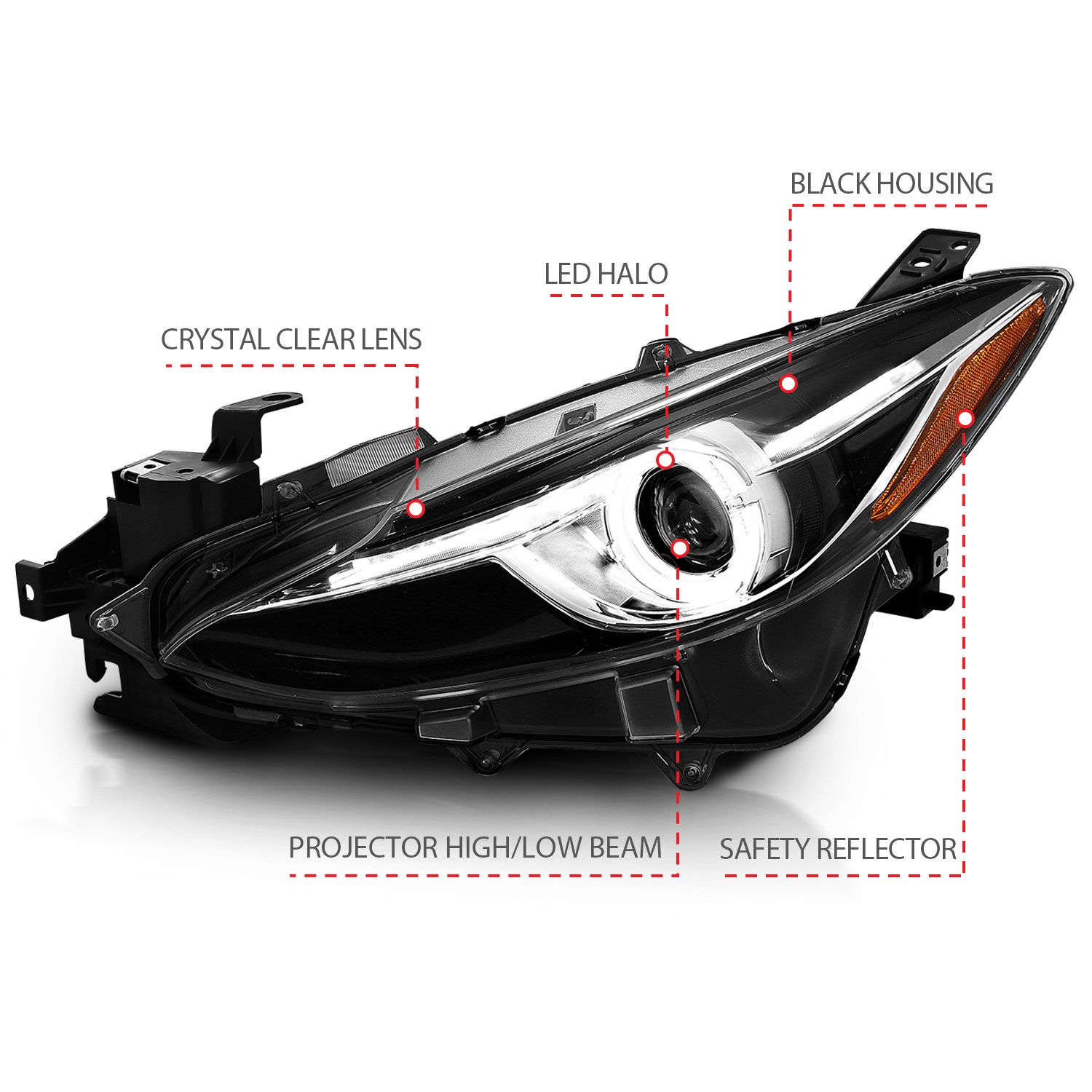 2017, 2016, 2015, 2014 Mazda 3 Headlight Set