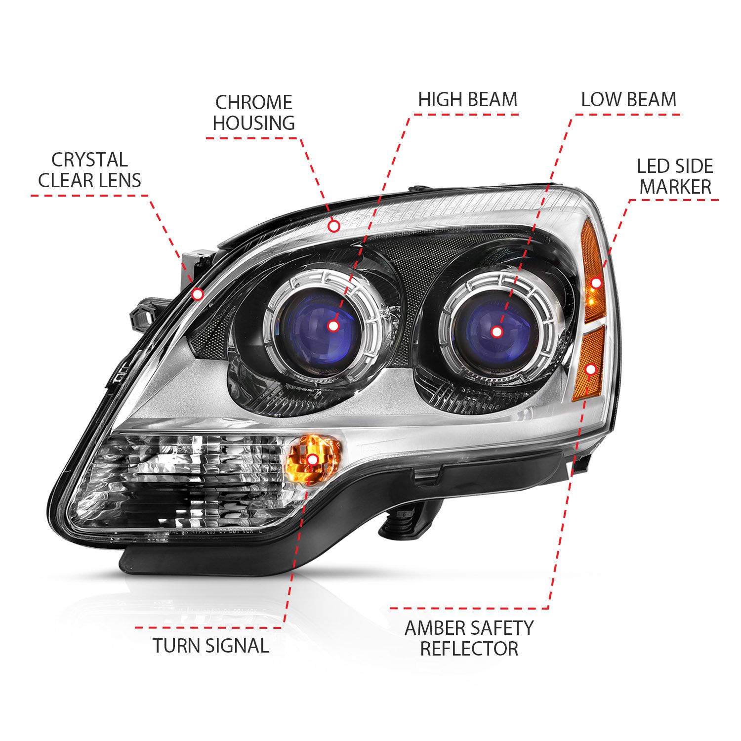 2012, 2011, 2010, 2009, 2008, 2007 GMC Acadia Headlight Assembly