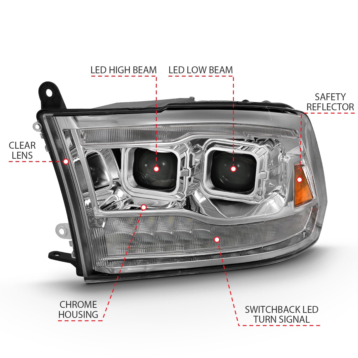 2018, 2017, 2016, 2015, 2014, 2013, 2012, 2011 Ram 2500 1500 Headlight Assembly