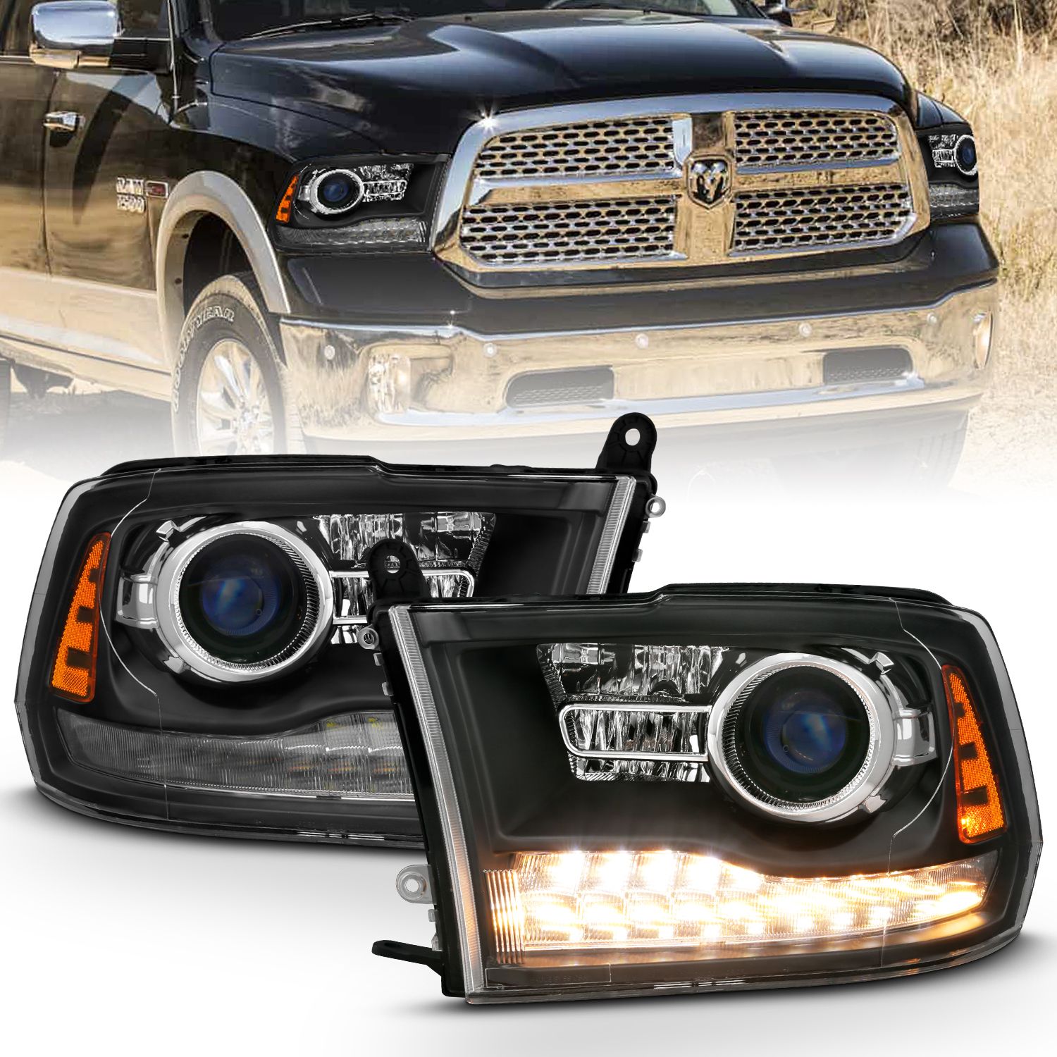 2018, 2017, 2016, 2015, 2014, 2013, 2012, 2011 Ram 3500 1500 Headlight Set