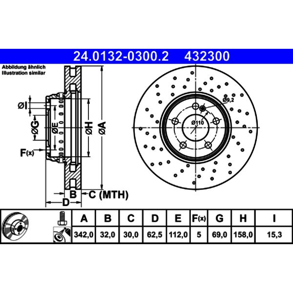 2015-2021 Mercedes-Benz C300 Disc Brake Rotor - Front (ATE Coated)