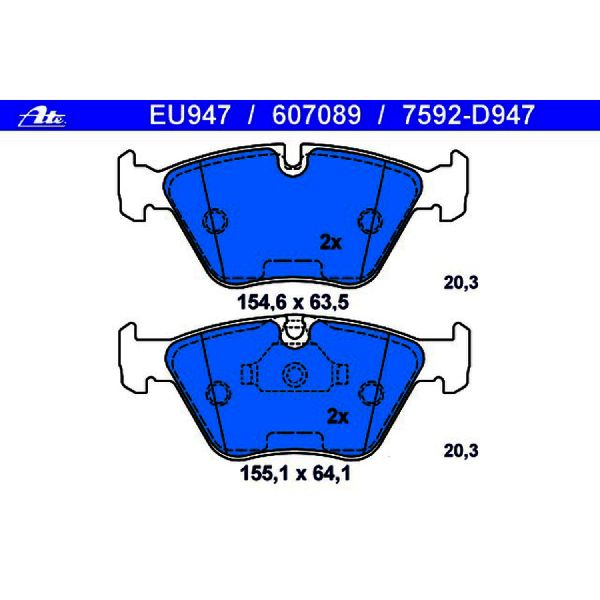 1997-2000 BMW 528i Disc Brake Pad Set - Front (ATE Coated)