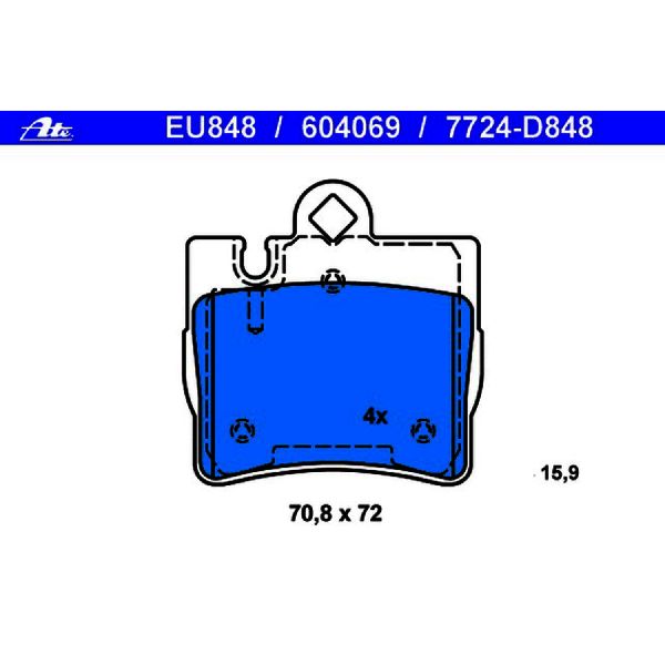 2001-2002 Mercedes-Benz S600 Disc Brake Pad Set - Rear (ATE Coated)