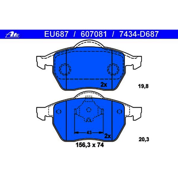 2000-2002 Audi TT Disc Brake Pad Set - Front (ATE Coated)