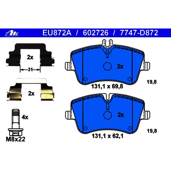2001-2005 Mercedes-Benz C240 Disc Brake Pad Set - Front (ATE Coated)