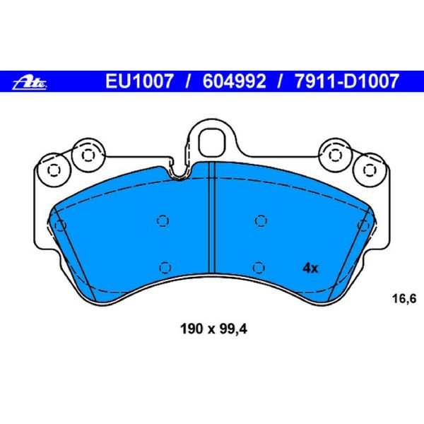 2003-2010 Porsche Cayenne Disc Brake Pad Set - Front (ATE Coated)