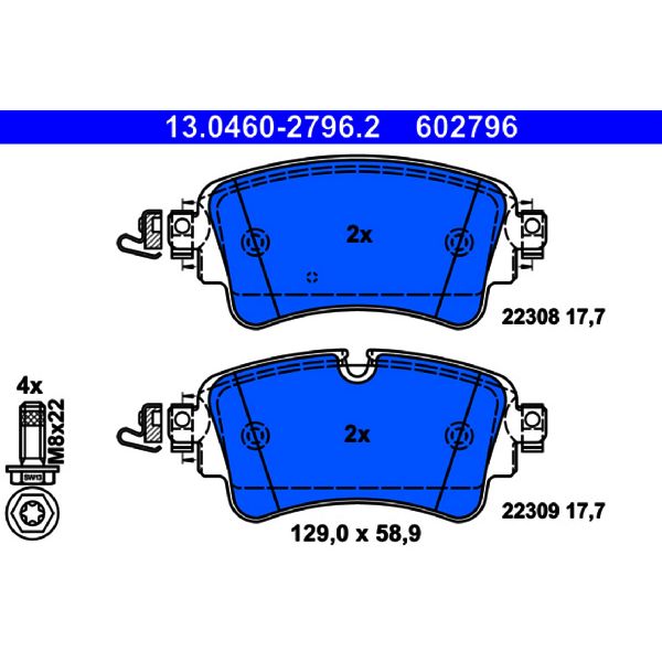 2017-2020 Audi A4 Disc Brake Pad Set - Rear (ATE Coated)