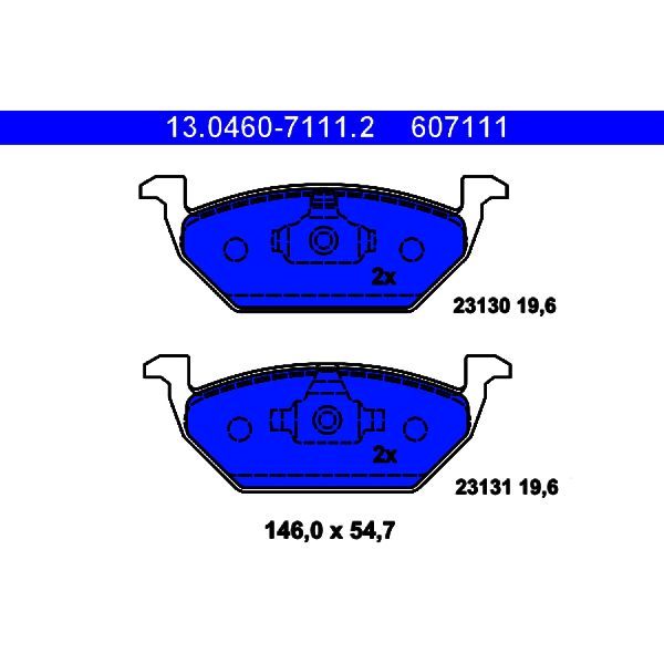 1999-2015 Volkswagen Jetta Disc Brake Pad Set - Front (ATE Coated)