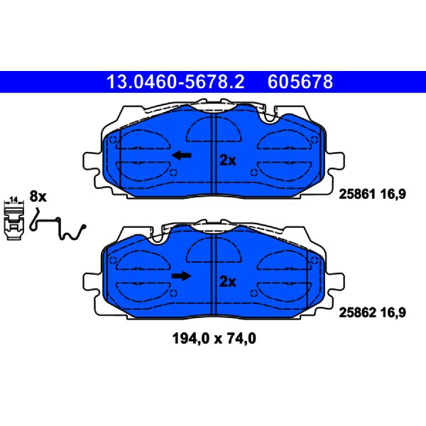 2017-2021 Audi Q7 Disc Brake Pad Set - Front (ATE Coated)