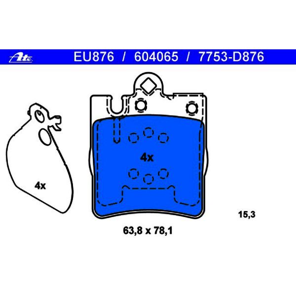 2006-2007 Mercedes-Benz C280 Disc Brake Pad Set - Rear (ATE Coated)