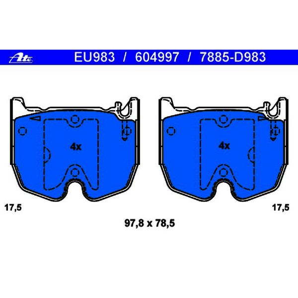 2004-2007 Mercedes-Benz SL600 Disc Brake Pad Set - Front (ATE Coated)