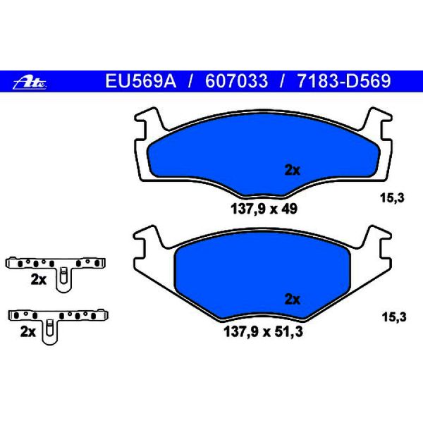 1987-1992 Volkswagen Jetta Disc Brake Pad Set - Front (ATE Coated)