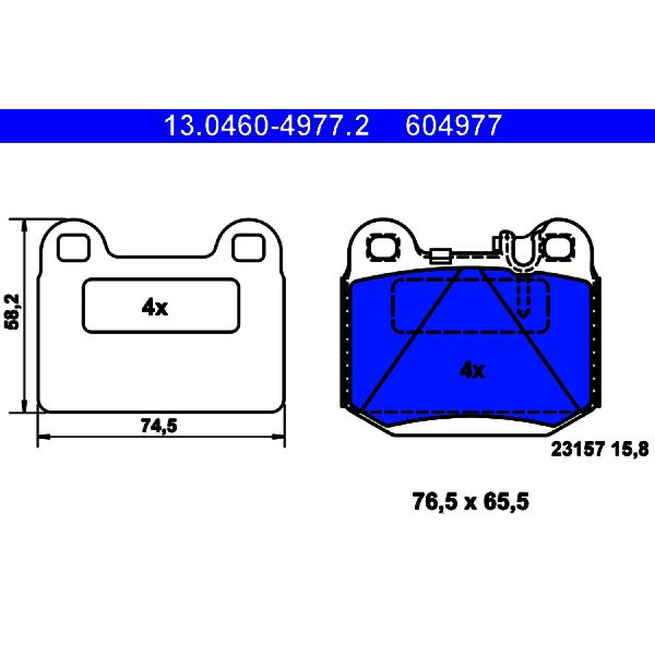2002-2005 Mercedes-Benz ML500 Disc Brake Pad Set - Rear (ATE Coated)
