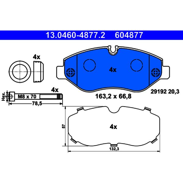 2010-2018 Mercedes-Benz Sprinter 2500 Disc Brake Pad Set - Front (ATE Coated)