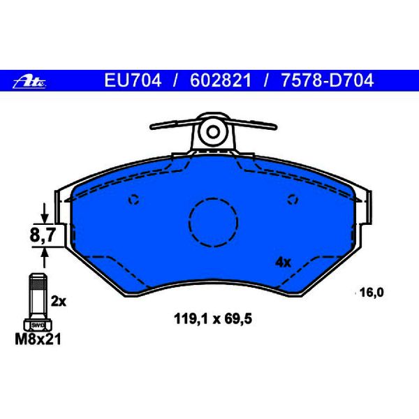 1993-1999 Volkswagen Jetta Disc Brake Pad Set - Front (ATE Coated)
