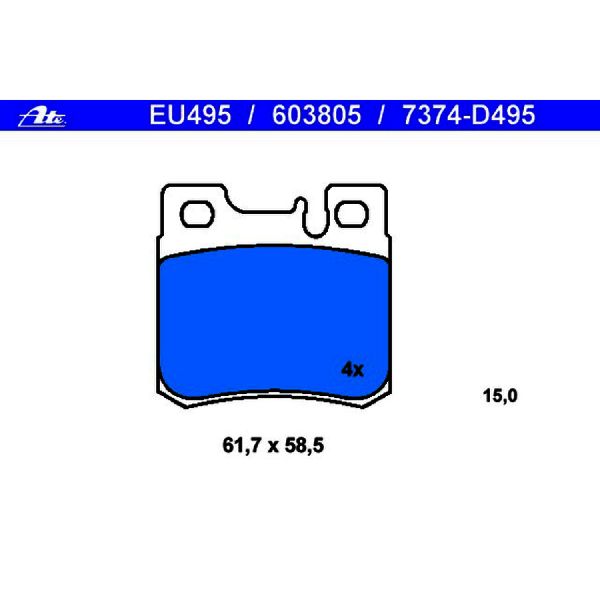 1996-2000 Mercedes-Benz C280 Disc Brake Pad Set - Rear (ATE Coated)