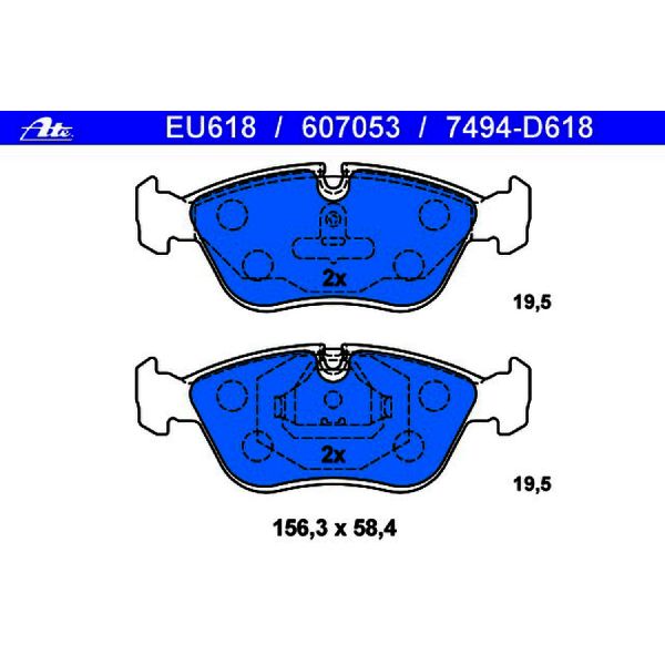 1998-2000 Volvo V70 Disc Brake Pad Set - Front (ATE Coated)