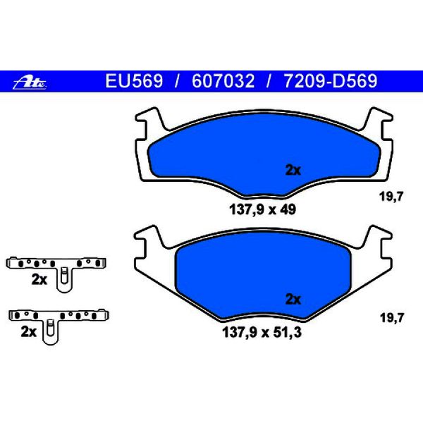 1980-1995 Volkswagen Jetta Disc Brake Pad Set - Front (ATE Coated)