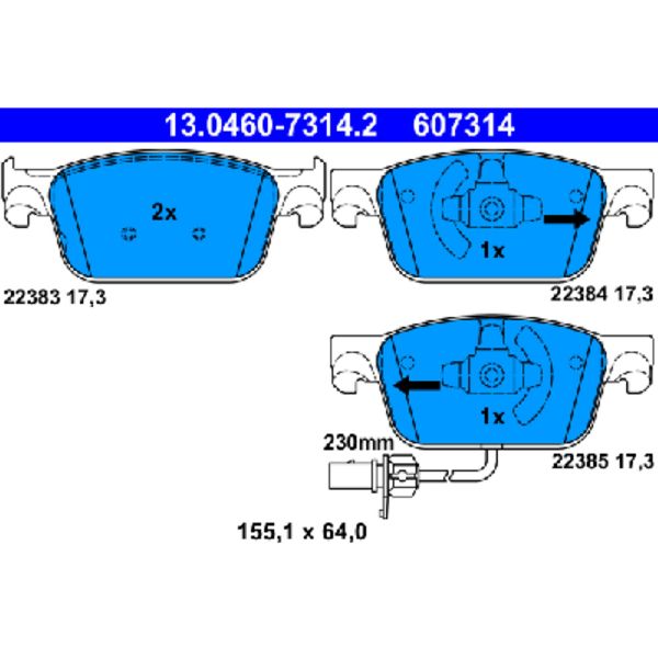 2017-2020 Audi A4 Disc Brake Pad Set - Front (ATE Coated)