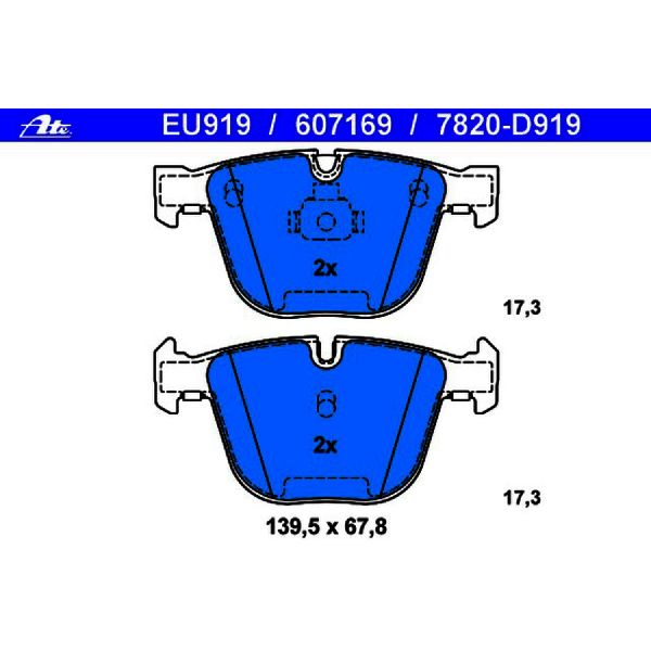 2004-2005 BMW 545i Disc Brake Pad Set - Rear (ATE Coated)
