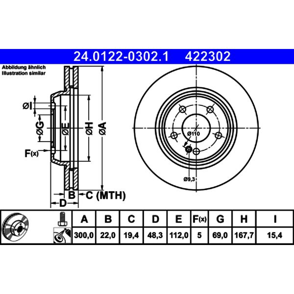 2015-2021 Mercedes-Benz C300 Disc Brake Rotor - Rear (ATE Coated)