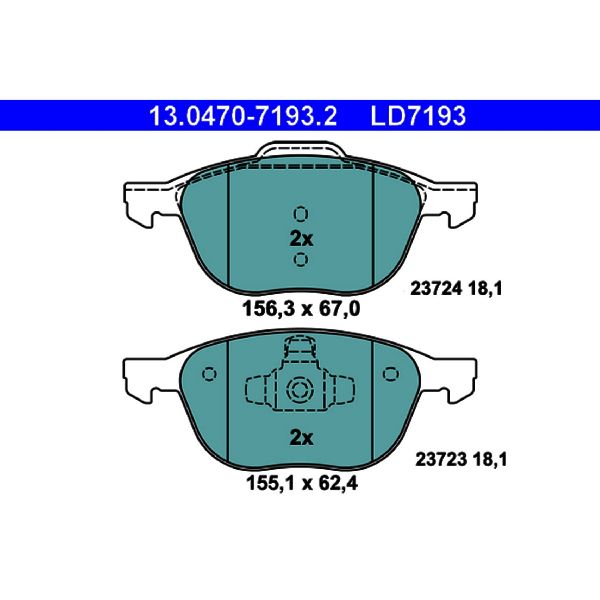 2004-2013 Mazda 3 Disc Brake Pad Set - Front (ATE Coated)