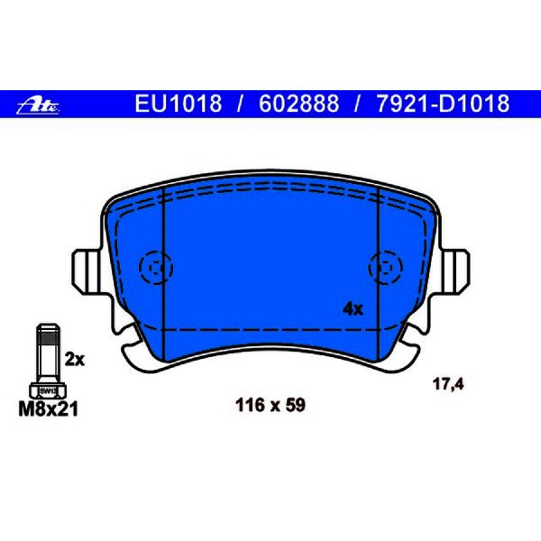 2006 Audi A6 Disc Brake Pad Set - Rear (ATE Coated)