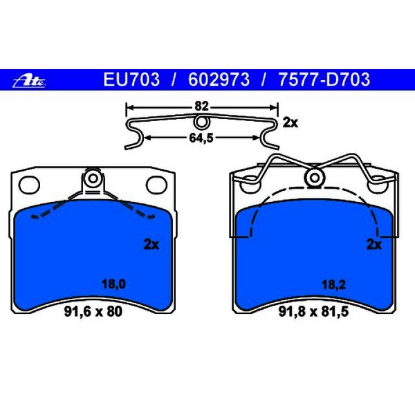 1992-1997 Volkswagen EuroVan Disc Brake Pad Set - Front (ATE Coated)