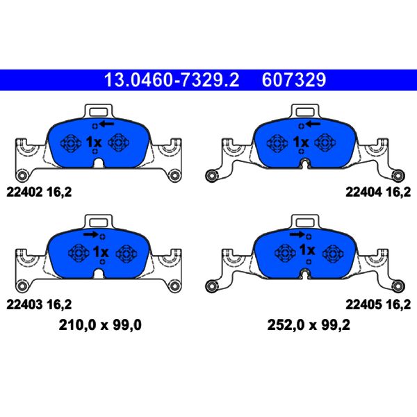 2017-2018 Audi A4 Disc Brake Pad Set - Front (ATE Coated)