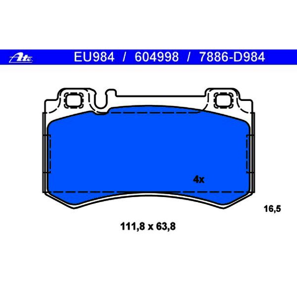 2003-2006 Mercedes-Benz S600 Disc Brake Pad Set - Rear (ATE Coated)