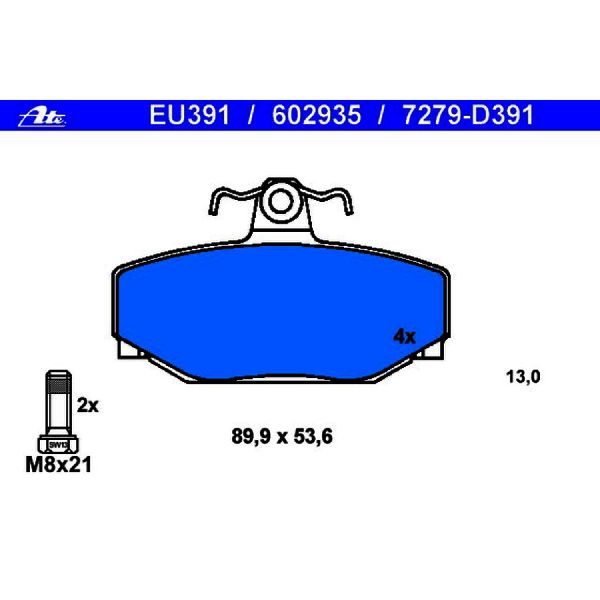 1998-1999 Volvo V70 Disc Brake Pad Set - Rear (ATE Coated)