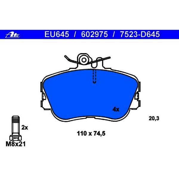 1994-1995 Mercedes-Benz C280 Disc Brake Pad Set - Front (ATE Coated)
