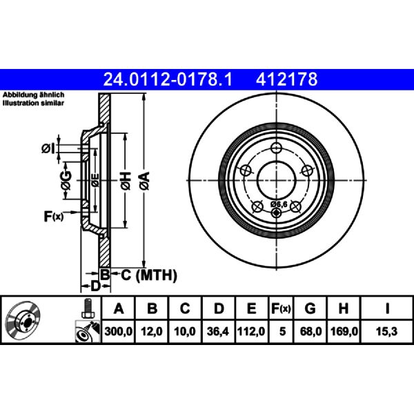 2009-2016 Audi A4 Disc Brake Rotor - Rear (ATE Coated)