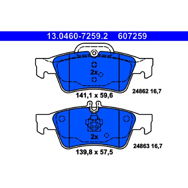 2007-2013 Mercedes-Benz S600 Disc Brake Pad Set - Rear (ATE Coated)