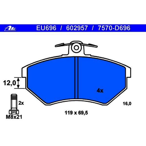 1998 Volkswagen Jetta Disc Brake Pad Set - Front (ATE Coated)